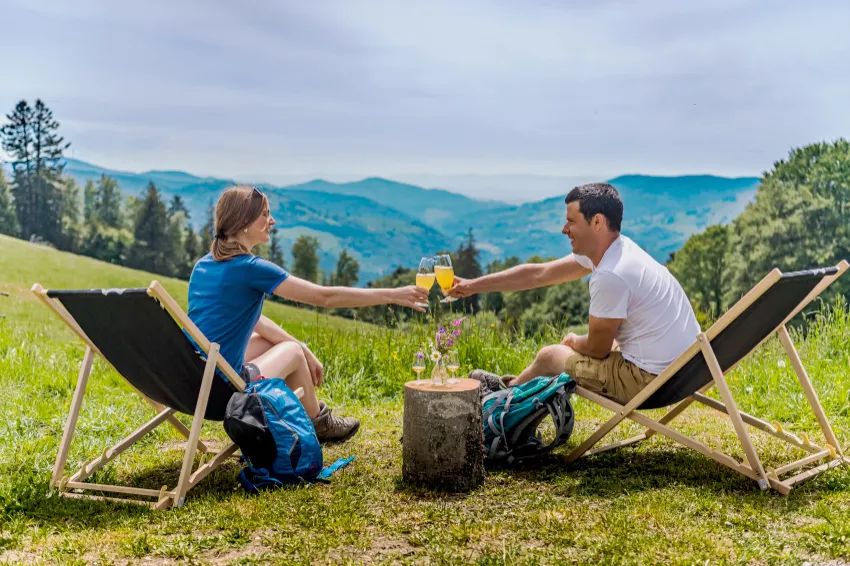 Pause am Almgasthaus Knöpflesbrunnen