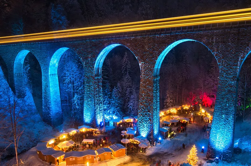 Ravennaschlucht Viadukt beim Weihnachtsmarkt © Hoch Schwarzwaldtourismus GmbH