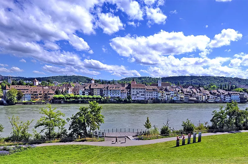 Blick auf die Altstadt Rheinfelden/Schweiz Südschwarzwaldradweg